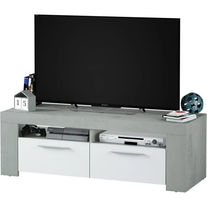 Aucasa Soporte TV AMBIT 2 Puertas Gris y Blanco Estilo Contemporáneo L 120 cm 4