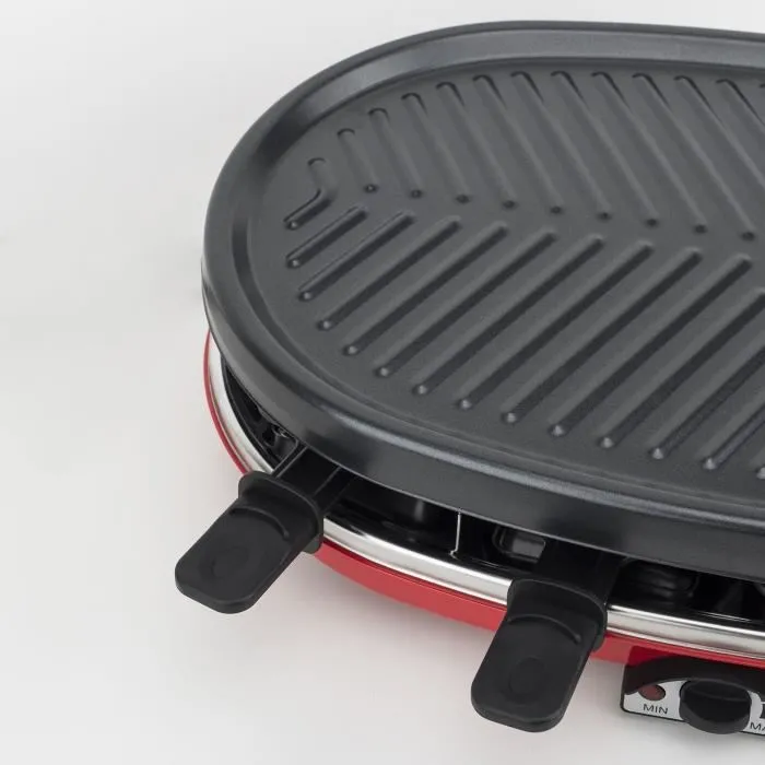 H.KOENIG RP418 Raclette para 8 personas, Plancha, Crepera y Parrilla - Rojo 5