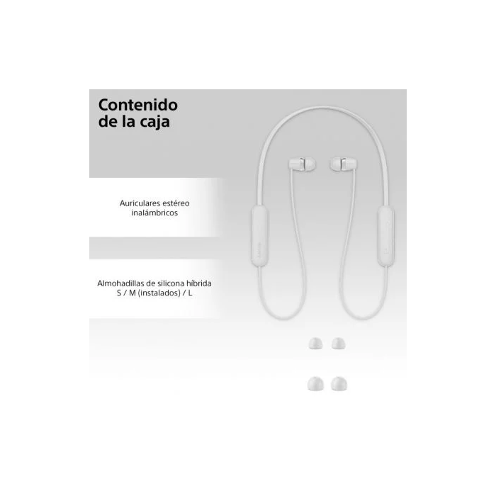 Sony Auriculares Inalámbricos WI-C100 con Micrófono, Bluetooth, Blancos - 25h Batería, IPX4 Sony Auriculares Inalámbricos WI-C100 con Micrófono, Bluetooth, Blancos - 25h Batería, IPX4