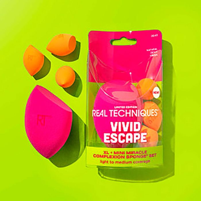 Real Techniques Vivid Escape XL + Mini Miracle Complexion Sponge Estuche 4 Pz 1 Real Techniques Vivid Escape XL + Mini Miracle Complexion Sponge Estuche 4 Pz 1
