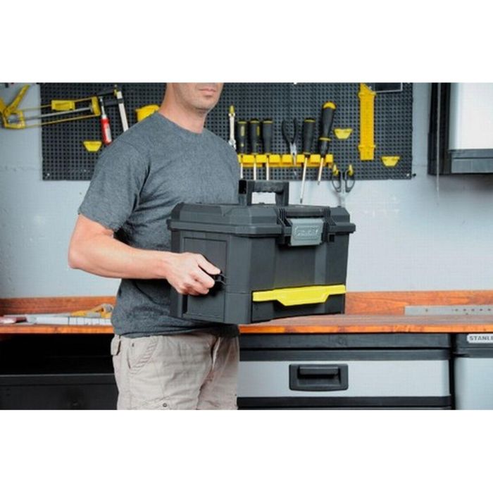 Stanley Caja de herramientas 48 cm, pestillo táctil Touchlatch para una mano, cajón profundo y bandeja, polipropileno 1 Stanley Caja de herramientas 48 cm, pestillo táctil Touchlatch para una mano, cajón profundo y bandeja, polipropileno 1