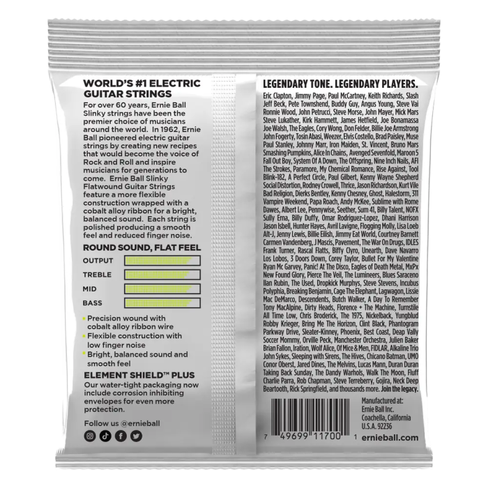 ERNIEBALL Cuerdas Guitarra Eléctrica Entorchado Plano Slinky Regular 10-46 1