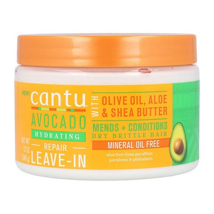 Cantu Avocado Hydrating Repair Leave-in Crema Acondicionadora Sin Aclarado para Rizos Definidos, Cabello Seco y Quebradizo con Aguacate y Karité 340g