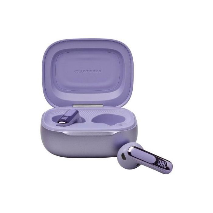 JBL JBLLIVEFLEX3PUR Auriculares True Wireless Live Flex 3 con Cancelación Ruido Adaptativa, Sonido Espacial, Estuche Carga Inteligente, 50h Batería, Púrpura 1