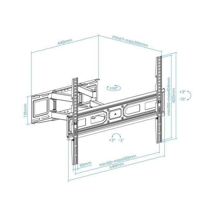 TooQ LP7866TN-B Soporte de Pared Giratorio Inclinable Nivelable para TV 37-80" hasta 40kg, VESA 600x400, Negro 1 TooQ LP7866TN-B Soporte de Pared Giratorio Inclinable Nivelable para TV 37-80" hasta 40kg, VESA 600x400, Negro 1