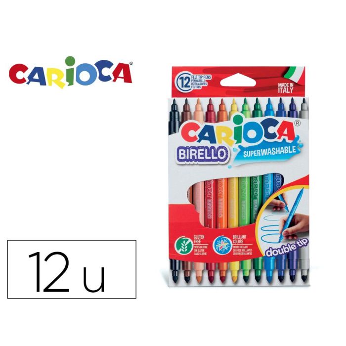 Carioca Rotulador Birello Doble Punta Fina-Media Colores Surtidos Estuche 12 Ud