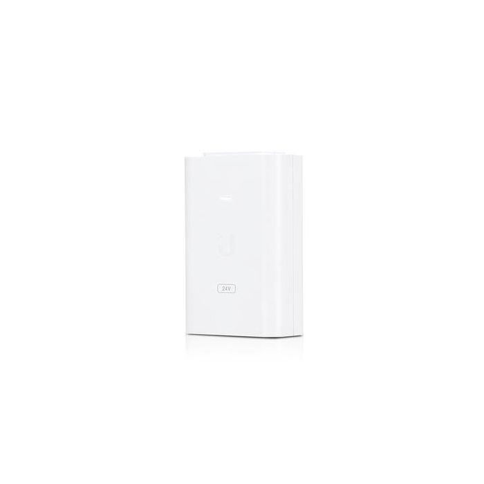 Ubiquiti Inyector PoE / Adaptador de Red Ethernet 24V DC 1.0A 24W con 2 Puertos RJ45, Blanco, Protección ESD 3