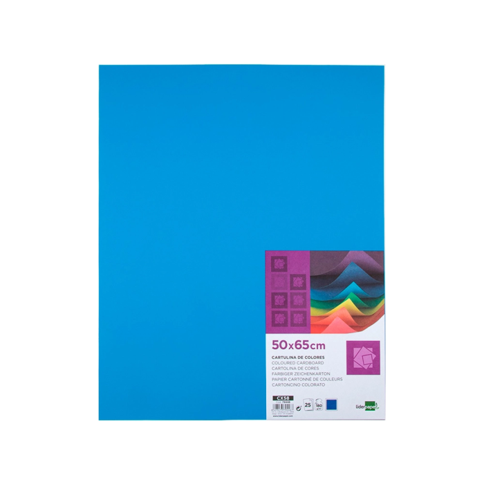 Liderpapel Cartulina 50x65 cm 180g/m2 Azul Turquesa Paquete de 25 Hojas 1
