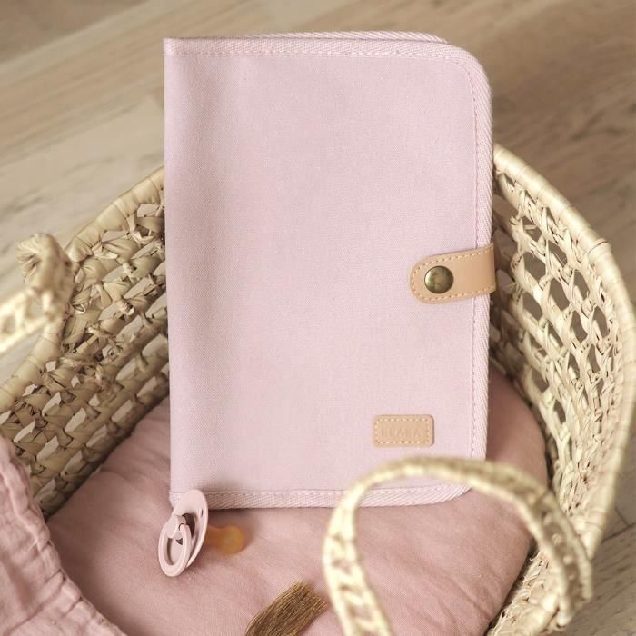 BEABA, Funda para libro de salud de lona rosa empolvado 3 BEABA, Funda para libro de salud de lona rosa empolvado 3