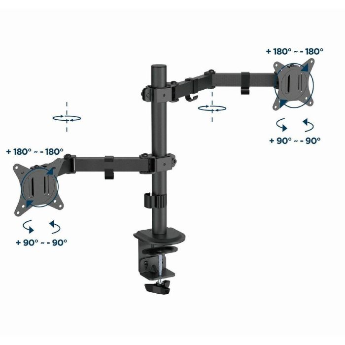 Gembird MA-D2-03 Soporte para Monitor Dual de Escritorio, Brazos Ajustables para Pantallas hasta 32" (81,3 cm), VESA 75x75 100x100, Negro 4 Gembird MA-D2-03 Soporte para Monitor Dual de Escritorio, Brazos Ajustables para Pantallas hasta 32" (81,3 cm), VESA 75x75 100x100, Negro 4