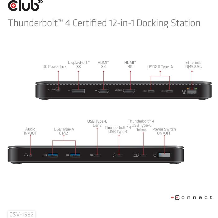 Club 3D Dockingstation Thunderbolt 4 12-in-1 para 3 Pantallas ST/BU 3 Club 3D Dockingstation Thunderbolt 4 12-in-1 para 3 Pantallas ST/BU 3
