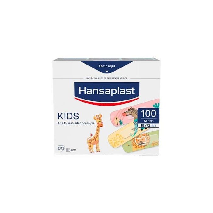 Hansaplast Apósitos Universal Kids Animales, 100 unidades. Resistentes al Agua, Hipoalergénicos, Retirada Sin Dolor. Bloquea 99% Suciedad.