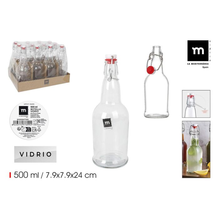 Botella de Cristal La Mediterránea 500 ml 0,5 L (24 Unidades) 2 Botella de Cristal La Mediterránea 500 ml 0,5 L (24 Unidades) 2