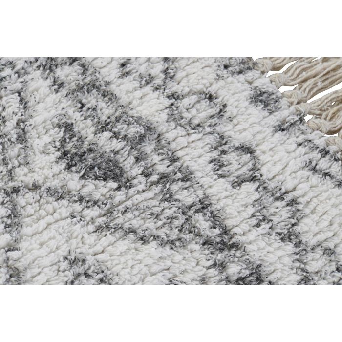 DKD Home Decor Alfombra Boho Blanco Negro 50 x 1 x 80 cm Algodón Polyester Baño Flecos 2
