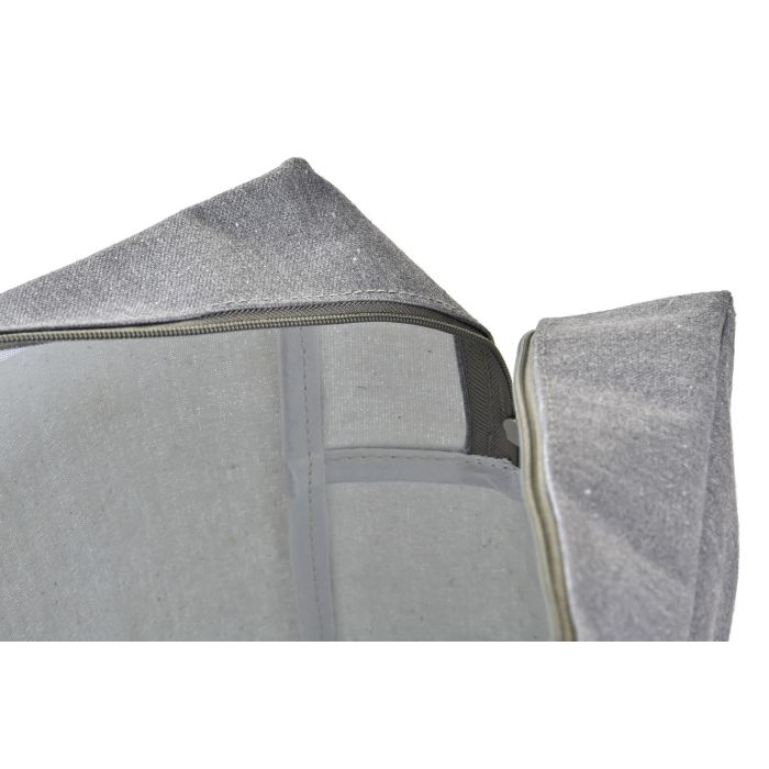 DKD Home Decor Neceser de Lienzo Gris y Blanco, Colección Salitre Atlántico, Set de 2 Unidades, Largo 10 x Ancho 30 x Alto 20 cm 2