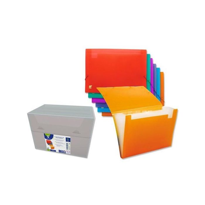 Bismark Carpeta Fuelle Acordeón A4 12 C-Goma Pp Transparente - Colores: Azul, Rojo, Verde, Negro