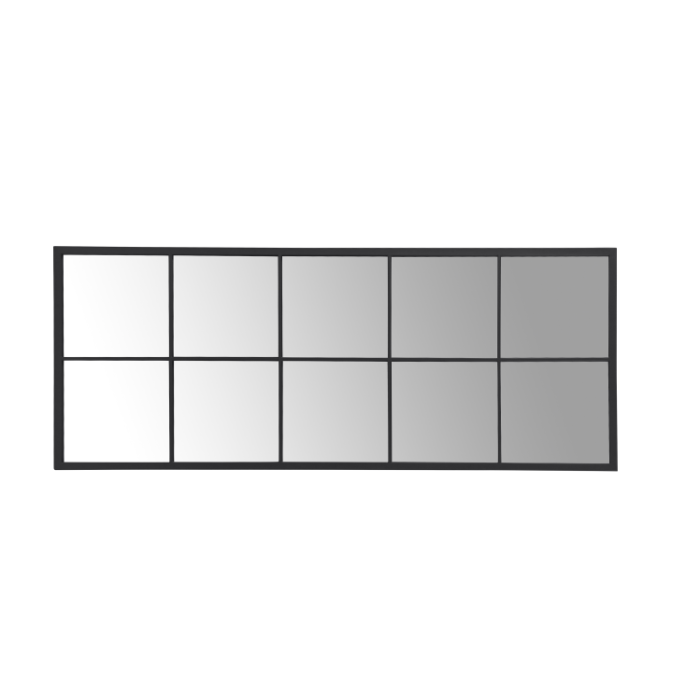 DKD Home Decor Espejo de Pared Rectangular Estilo Loft Tipo Ventana Negro de Hierro y Cristal Colección Anxi 150 x 60 cm