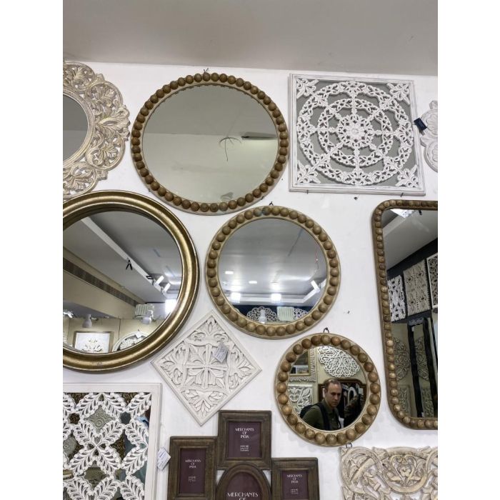 Espejo Indio DKD Home Decor Blanco Marron 4.5 x 71 x 71 cm 1