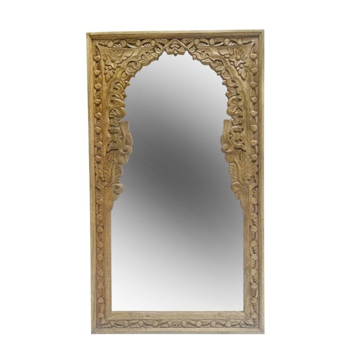 DKD Home Decor Espejo Árabe Natural de Pared Grande en MDF y Cristal, Diseño Decorativo Oriental 120 x 70 x 4 cm