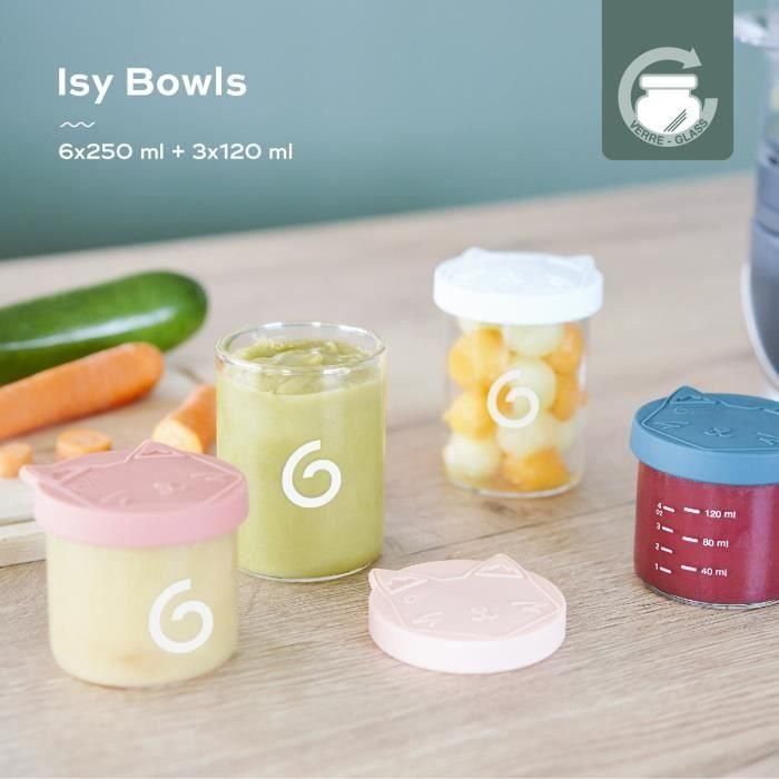 Babymoov Isy Bowls 9 macetas de conservación de vidrio de borosilicato graduado - 6x250ml + 3x120ml 1 Babymoov Isy Bowls 9 macetas de conservación de vidrio de borosilicato graduado - 6x250ml + 3x120ml 1