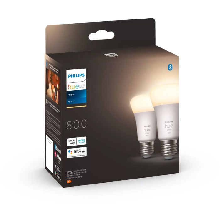 Philips Hue Bombillas LED Inteligentes White E27 - Paquete de 2 compatibles con Bluetooth 2