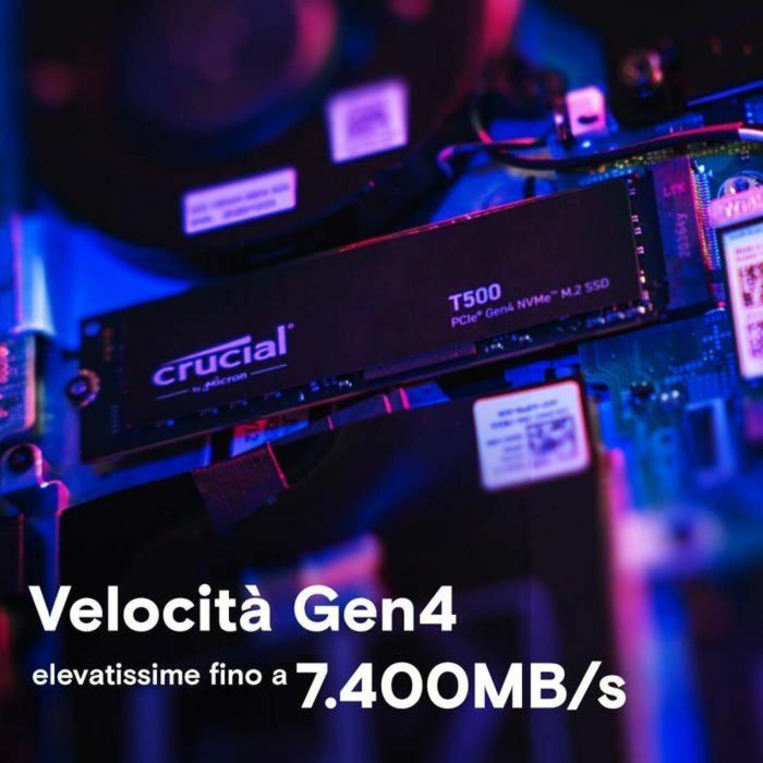 Crucial CT4000T500SSD3 T500 Disco Duro SSD Interno 4TB NVMe PCIe Gen 4x4 M.2 2280 7000MB/s 6900MB/s 5