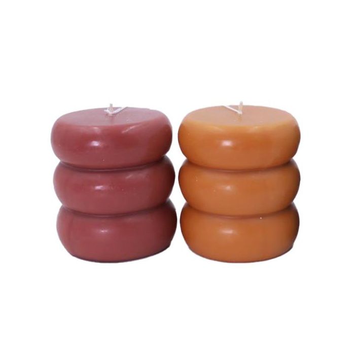 DKD Home Decor Vela Urban de Cera Terracota Granate 9x10x9 cm, 70h Duración (6 Unidades)