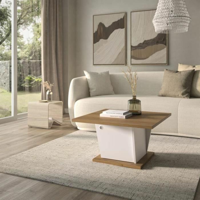 Diagone ATOS1E76056 Mesa de centro ATOS Bar Cuadrada Roble Helvezia/Blanco 69x69x38 cm 5