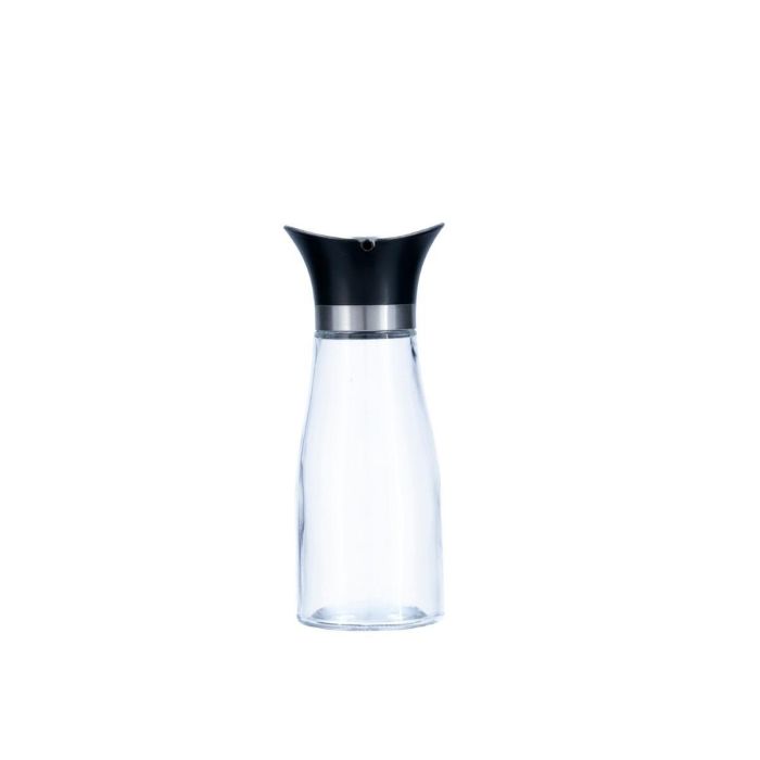 Quid Aceitera Vidrio Cocco 300 mL Transparente con Dosificador de Acero Inoxidable Apto Lavavajillas