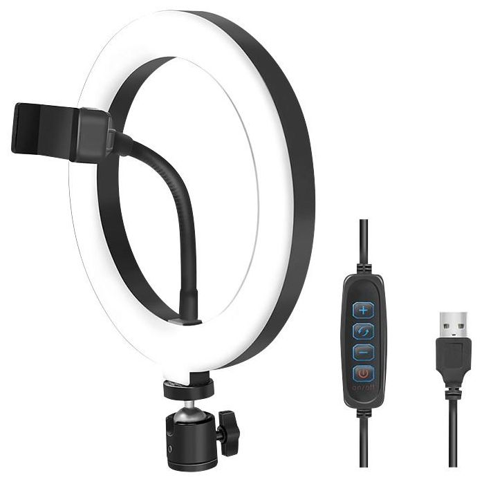 LogiLink Anillo de Luz para Smartphone DM 20cm con Cable de 1.8m