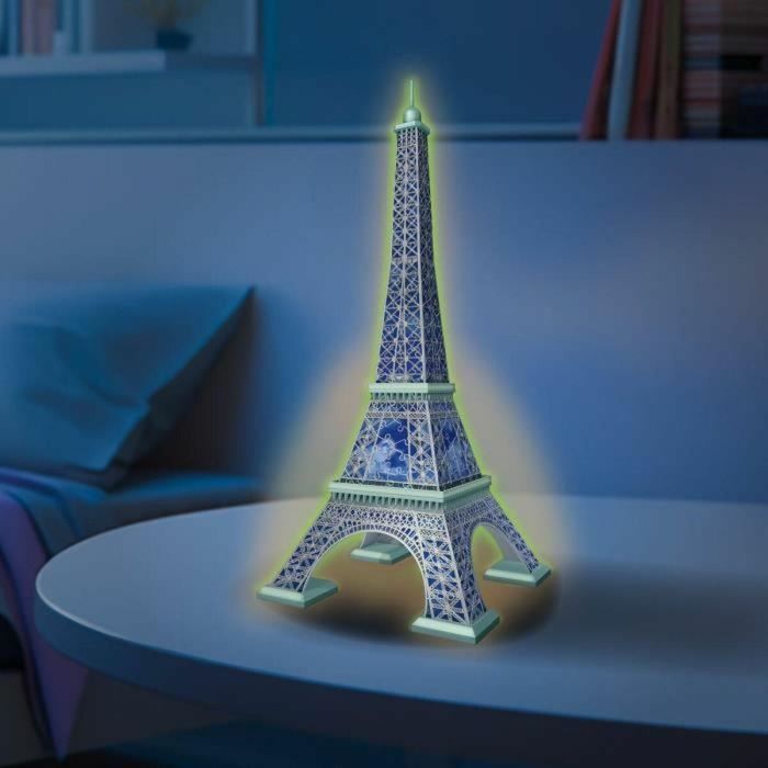 Ravensburger - Puzzle 3D Torre Eiffel Fosforescente 50 años - A partir de 10 años - 216p numerados para montar sin pegamento - Accesorios incluidos - 11591 4