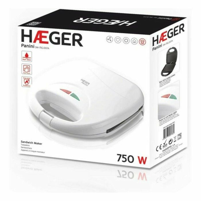 Sandwichera Haeger SM-75G.007A Blanco 750 W 3 Sandwichera Haeger SM-75G.007A Blanco 750 W 3