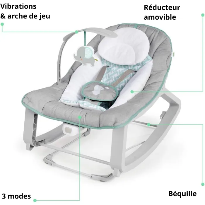Ingenuity Bouncer 3in1 Keep Cozy - Weaver, Vibraciones Calmantes, 2 Posiciones Reclinado, Hasta 18 Kilos 1