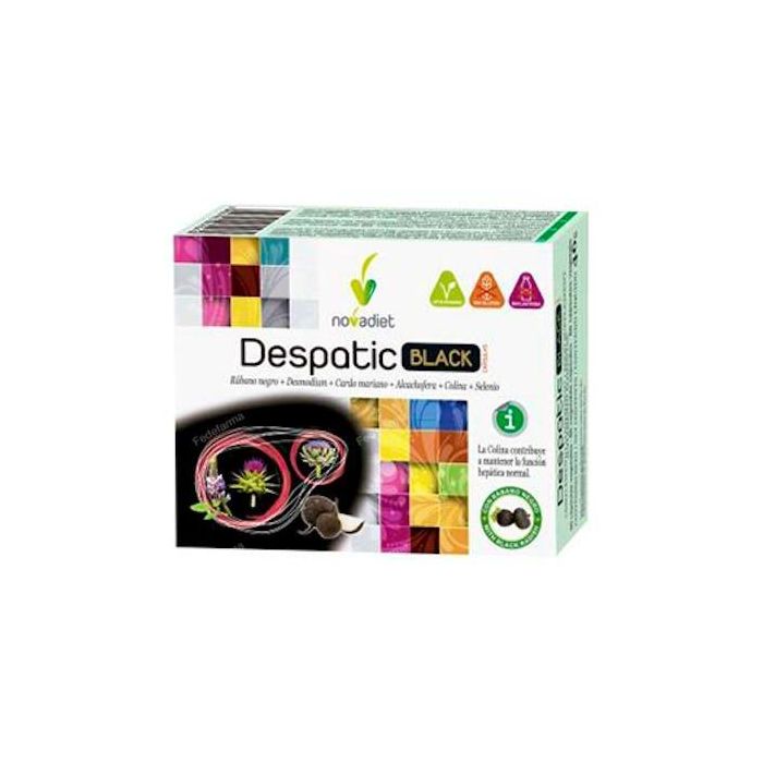 NOVADIET Despatick Black 60Cap. Apoyo Hepático con Desmodium, Cardo Mariano, Alcachofera y Colina