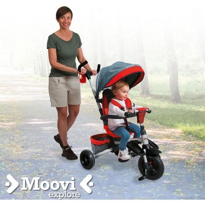 MONDO Triciclo evolutivo convertible y plegable con asiento giratorio - On & Go Moovi Explore - Rojo - 12 meses y más 2