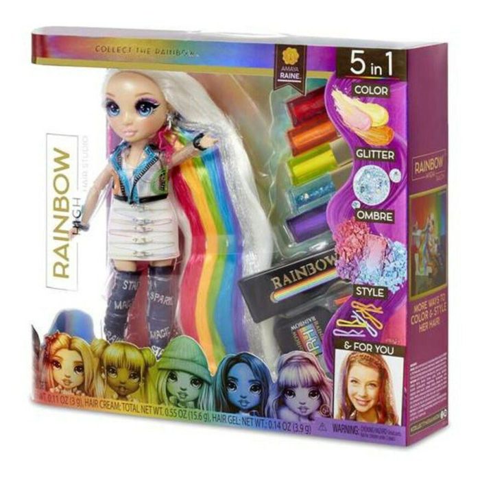 Rainbow High Estudio de Peluquería 5 en 1 Amaya Raine con Muñeca Maniquí Articulada, Colorantes y Accesorios para Peinar 1