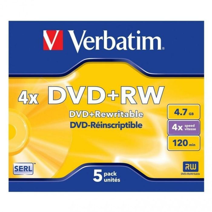 DVD+RW Verbatim 4,7 GB 4x 5 Piezas (20 Unidades) 1 DVD+RW Verbatim 4,7 GB 4x 5 Piezas (20 Unidades) 1
