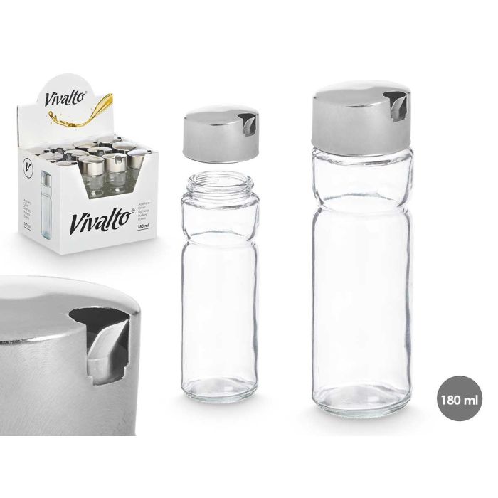 Vivalto Aceitera de Vidrio con Tapon de Metal 180 ml, 4.6x15.7x4.6 cm (24 Unidades) Vivalto Aceitera de Vidrio con Tapon de Metal 180 ml, 4.6x15.7x4.6 cm (24 Unidades)