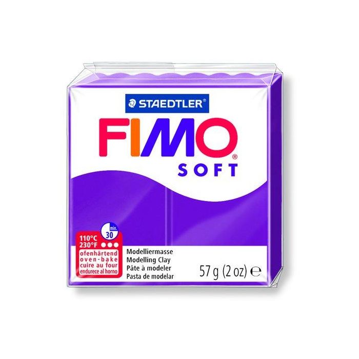 Staedtler Pasta de Modelar Fimo Soft 57g Púrpura, blanda y fácil de mezclar, dividida en 8 segmentos, lista para usar