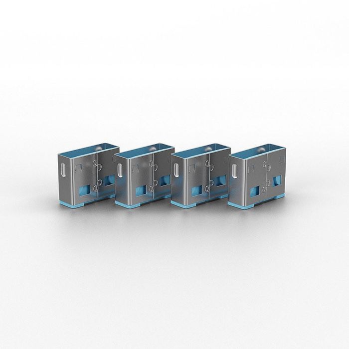 Lindy Bloqueador de Puertos USB, Candados de Seguridad Sin Llave, Pack de 10 Unidades para Blocar Puertos, Código Color Azul 1