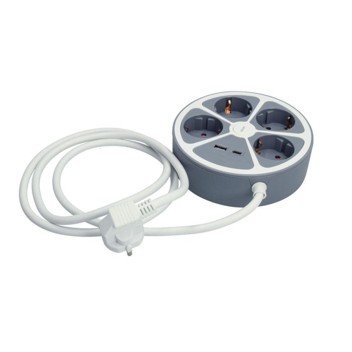 Regleta Enchufes 4 Tomas con interruptor TM Electron 3680 W Blanco Gris 30 W (1,5 m) 1 Regleta Enchufes 4 Tomas con interruptor TM Electron 3680 W Blanco Gris 30 W (1,5 m) 1