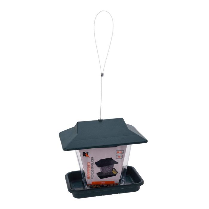 Ipae Progarden Comedero para pájaros en forma de casita, color verde, 20x14x18cm