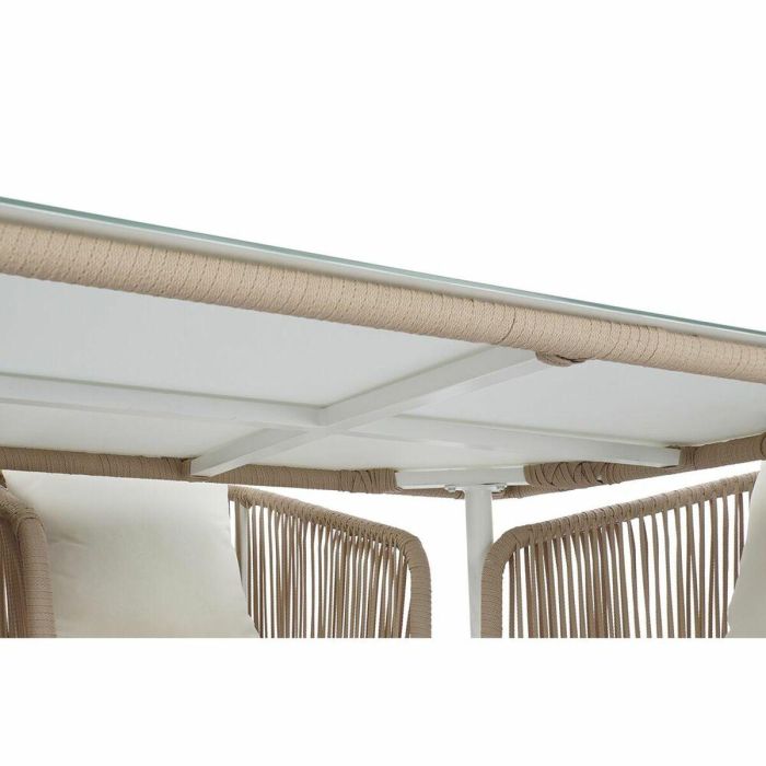 DKD Home Decor Conjunto de Mesa y Sillas Jardín Terraza Set 7 Piezas Aluminio Cuerda Cristal Beige Blanco 160x90x75 cm Desmontable 2