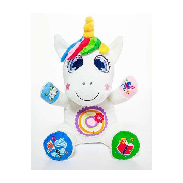 Molto Gusy Luz Unicornio Interactivo con Luz y Sonidos, Cuentacuentos y Grabadora 24 cm