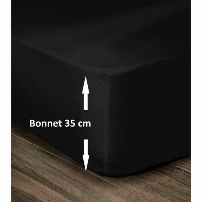 Lovely Home Sábana Ajustable 100% Algodón 54 Hilos 180x200 cm Gorra 35 cm Negra para Cama Doble