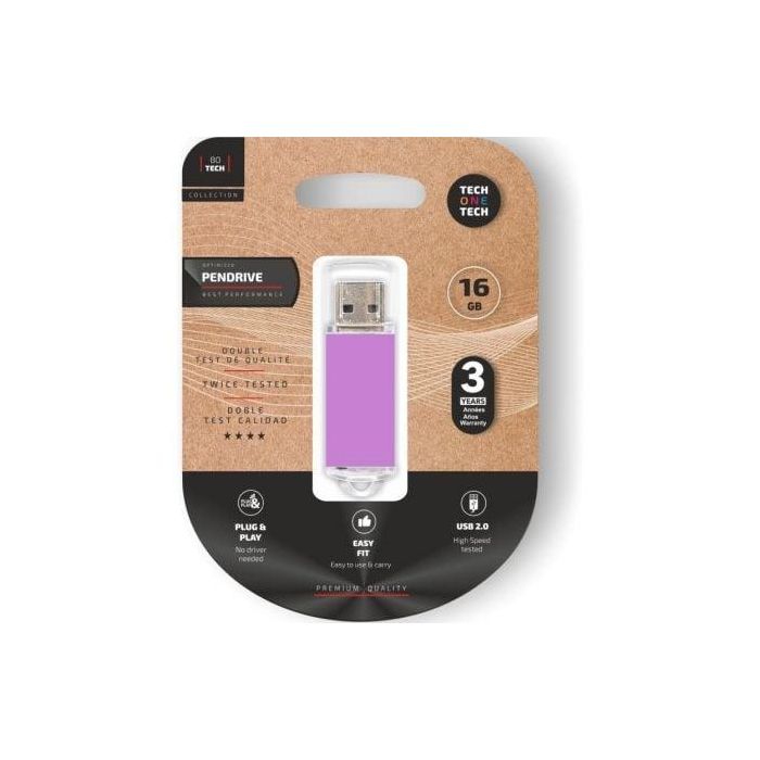 Tech One Tech TEC3009-16 Pendrive Basic 16GB USB 2.0 Púrpura Claro Tech One Tech TEC3009-16 Pendrive Basic 16GB USB 2.0 Púrpura Claro