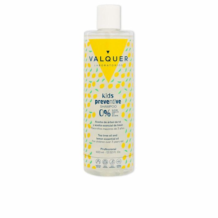 Valquer KIDS PREVENTIVE 0% champú para niños 400 ml - Fórmula suave con aceite de árbol de Té y limón Valquer KIDS PREVENTIVE 0% champú para niños 400 ml - Fórmula suave con aceite de árbol de Té y limón