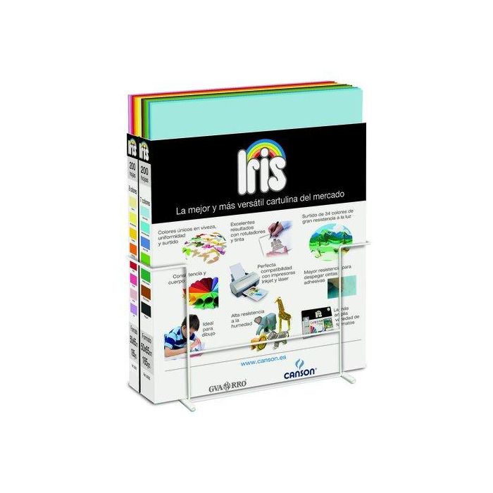 Cartulina 50X65 Cm Iris 185G Cajas Expositoras 2X200 Uds(15 Colores) Contenido Sin Soporte