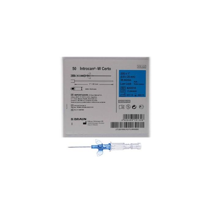 B. Braun Catéter Intravenoso Introcan W Certo C-Alas Amarillo, 50 Unidades, Sin Látex, Alta Biocompatibilidad B. Braun Catéter Intravenoso Introcan W Certo C-Alas Amarillo, 50 Unidades, Sin Látex, Alta Biocompatibilidad