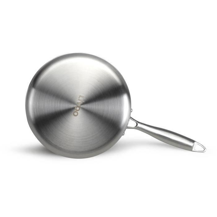 Livoo MEP161 Cacerola Brigade de Acero Inoxidable 20 cm, Triple Fondo, para todo tipo de fuegos e Inducción, Fabricada en Francia 3